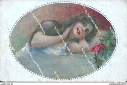Cb366 Cartolina Art Deco Donnina Lady Donna Cupido Illustratore Artist Monestier - Sonstige & Ohne Zuordnung