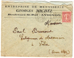 1930  CAD D' AVIGNON  " Georges MICHEL  Entreprise De Menuiserie "  Envoyée à VOLX - Cartas & Documentos