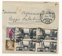 1936 COLONIE ITALIANE ERITREA GRAN PARTE DI LETTERA QUARTINA 0,05+ IMPERIALE 0,10 PM 103 - Eritrea