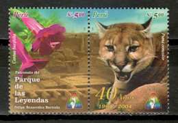 Peru 2004 / Flowers Big Cats National Park MNH Felinos Flores Puma Blumen Säugetiere Fleurs / Hm62  18-18 - Sonstige & Ohne Zuordnung