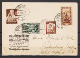 Mischfrankatur Saargebiet, Deutsches Reich 1.3.1935 Auf Karte (0748) - Used Stamps