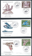 Polynésie - 3 FDC 7/02/1975 - Un Demi-Siècle D'aviation à Tahiti - 1970-1979