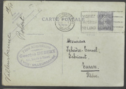 Entier Postal Semeuse 40 Centimes, Cachet D'entreprise Georges Robert à Lyon - Villeurbanne, Pâtes Alimentaires (GF4134) - Standard Postcards & Stamped On Demand (before 1995)