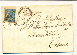 1864 FRANCOFONTE CERCHIO SARDO ITALIANO SU 01,5 DE LA RUE - Poststempel