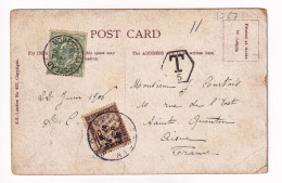 Post Card 1906 Moretonhampstead Almshouses Dartmoor  Pour Saint Quentin Aisne Timbre Taxe Stamp King Edward VII - Storia Postale