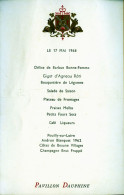 21 - MENU - PAVILLON DAUPHINE 17 Mai 1968 - Menükarten