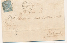 1864 MENFI CERCHIO SARDO ITALIANO SU 0,15 DE LA RUE CON TESTO X PALERMO - Storia Postale