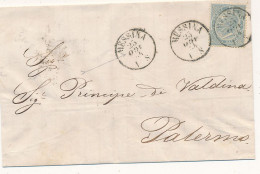 1864 MESSINA CERCHIO SARDO ITALIANO CON MESE SPECULARE SU 0,15 DE LA RUE - Storia Postale
