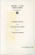 23 - MENU - ROTARY - CLUB - CHARLEVILLE MEZIERES 21 Novembre 1967 - Menú