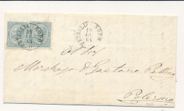 1864 PETRALIA SOPRANA CERCHIO SARDO ITALIANO SU 2 X0,15 DE LA RUE CON TESTO X PALERMO - Poststempel