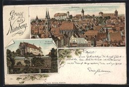Lithographie Nürnberg, Teilansicht, Die Burg Von Westen  - Nürnberg