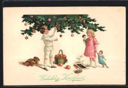 AK Kinder Plündern Den Tannenbaum, Puppen, Teddy  - Used Stamps