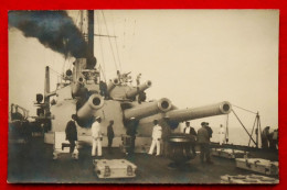 CPA Photo Pola. K.U.K. Kriegsmarine. A Bord Du SMS Prinz Eugen, Vorderer Triplexturm - Guerre 1914-18