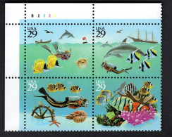 2036964548 1994 SCOTT 2866a (XX) POSTFRIS MINT NEVER HINGED- FAUNA - WONDERS OF THE SEA - PLATE BLOCK  B2222 - Nuovi