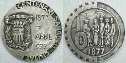 MEDALLA CENTENARI SABADELL CIUTAT PLATA 1877 17 ABRIL 1977 Nº60 De 100 - 105GR - Non Classificati