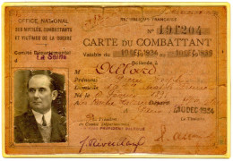 CARTE DU COMBATTANT 1934  Au Nom D' ALLARD De LA ROCHE DES ARNAUDS 05 - Documentos Históricos