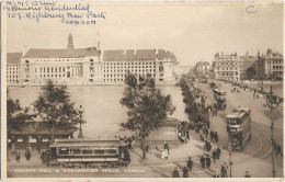 CPA - Conty Hall & Westminster Bridge - Animée - Tramways, Piétons - Other & Unclassified