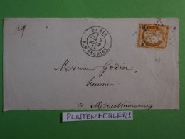 DP16 FRANCE LETTRE DEVANT  1875 MONTMORENCY    +CERES 40C ERREUR DE PLAQUE  + AFF. INTERESSANT+++ - 1849-1876: Classic Period