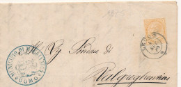 1875 LECCO DC SARDO ITALIANO SU 0,10 ARANCIO + ARALDICO MAGGIANICO COMO CON TESTO - Marcophilie