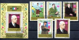 Thème Général De Gaulle - ROYAUME DU YEMEN Série 5 Timbres + BF 284 Oblitérés - DG 168 - De Gaulle (General)