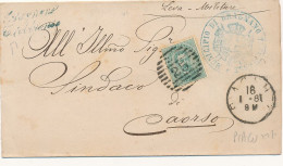 1881 PIACENZA CERCHIO + NUMERALE A SBARRE + GRAGNANO TREBBIENSE CORSIVO VERDE DI COLLETTORIA RURALE - Poststempel