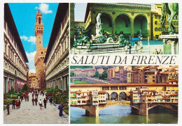 CPSM 10.5 X 15 Italie (126) FIRENZE  Florence Statue  Palais De La Seigneurie  Ponte Vecchio - Firenze