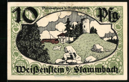 Notgeld Weissenstein B. Stammbach 1921, 10 Pfennig, Vereinshaus U. Aussichtsturm, Wappen  - [11] Emissions Locales