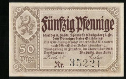 Notgeld Königsberg I. Fr., 50 Pfennig, Wappen  - [11] Emisiones Locales