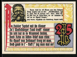 Notgeld Rhena I. Meckl. 1921, 25 Pfennig, Fritz Reuter, Kirche Am Wasser  - [11] Local Banknote Issues
