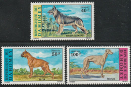 DAHOMEY 1974  -  DOGS.  GERMAN SHEPHERD, BOXER, SLOUGHI    3v - Dogs