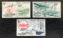 Lot De 3 Timbres Poste Aérienne Saint Pierre Et Miquelon 1947 Yt N° 18 À 20 - Ungebraucht
