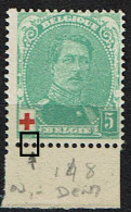 129a T II  Bdf  **  LV 38  Point Rouge Dentelure Inférieure - 1901-1930