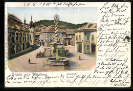 AK Mödling, Hauptplatz Mit Brunnen Und Pestsäule  - Altri & Non Classificati