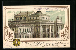 Lithographie Wien, Burgtheater, Stadtwappen  - Sonstige & Ohne Zuordnung