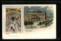 Lithographie Wien, Burgtheater, Hauptstiege  - Andere & Zonder Classificatie