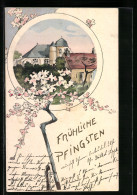 Künstler-AK Stadtmotiv Hinter Kirschblüten Zu Pfingsten  - Pentecôte