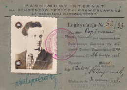 Poland - Warszawa - Uniwersytetu Warszawskiego - Panstwowy Internat - Legitymacja - 1938 - Diploma's En Schoolrapporten