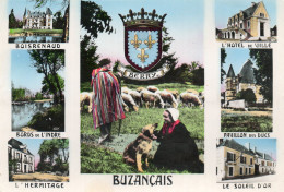 (36) BUZANCAIS Multivue, Hotel De Ville, Café Le Soleil D'or, Chien Et Mouton, L'hermitage 1958 (Indre) - Andere & Zonder Classificatie
