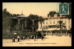 83 - TOULON - PREFECTURE MARITIME ET KIOSQUE DE LA MUSIQUE - CARTE TOILEE ET COLORISEE - Toulon