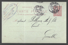 Entier Postal Mouchon 10 Centimes, Cachet De L'entreprise Dominique Debernardy à Voiron (A17p94) - Standaardpostkaarten En TSC (Voor 1995)