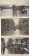 Inondations De PARIS - Lot De 3 CPA : Rue St Dominique - Le Grand Palais - La Passerelle - Inondations De 1910