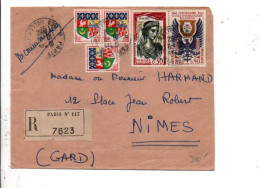 AFFRANCHISSEMENT COMPOSE SUR LETTRE RECOMMANDEE DE PARIS 117 1962 - Tarifs Postaux