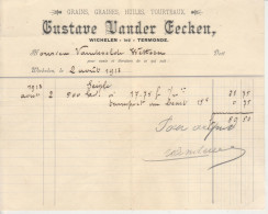 Wichelen   " Fabriek Van Grains - Huiles - Tourteaux  "GUSTAVE VANDER EECKEN  .1913 - Wichelen