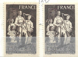 FRANCE ?° 585 1F50 + 8F50 BRUN FONCE AU PROFIT DE LA FAMILLE DU PRISONNIER 2 NUANCES NEUF SANS CHARNIERE - Nuevos