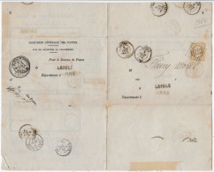 Document Postal AVIS DE RECEPTION CHARGEMENT LAIGLE ORNE Timbre 10c Empire GC1923, PARIS Poste Restante Verso Pb Date - 1849-1876: Klassik