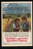 AK Bauern Unterhalten Sich Beim Gewitter über Hagelschäden-Versicherung, Gesellschaft Leipzig, Promenadenstr. 14  - Autres & Non Classés