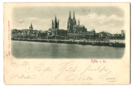 Relief-AK Köln A. Rh., Panorama Mit Dom, Im Vordergrund Die Pontonbrücke  - Other & Unclassified