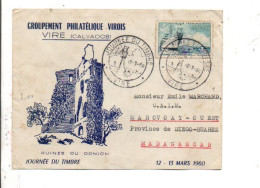 AFFRANCHISSEMENT TRES COMPOSE SUR JOURNEE DU TIMBRE DE VIRE POUR MADAGASCAR 1960 - Posttarieven