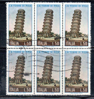 ITALIA REPUBBLICA ITALY REPUBLIC 1973 LA TORRE DI PISA TOWER LIRE 50 BLOCCO BLOCK USATO USED OBLITERE' - 1971-80: Usati