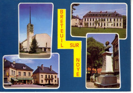 Breteuil Sur Noye 4 Vues : (église, Hôtel Du Commerce , Buste Et Hôtel De Ville - Breteuil